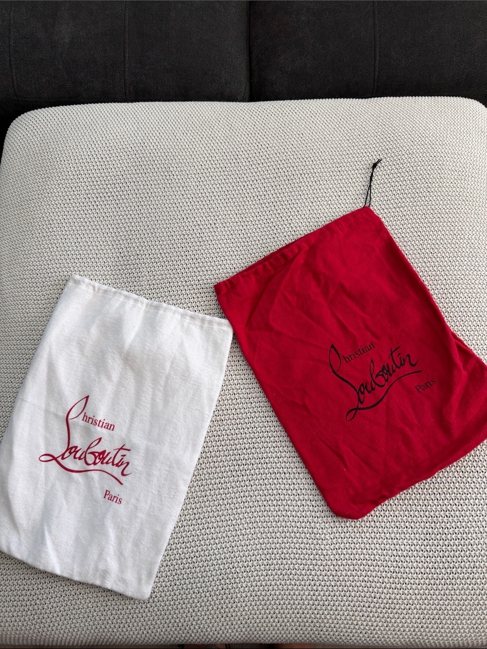 Christian Louboutin Red and White Logo Dust Bag Pair